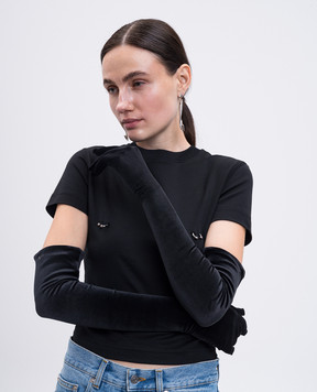 Thierry Mugler Чорні велюрові рукавички з емблемою 25F10GA00356025