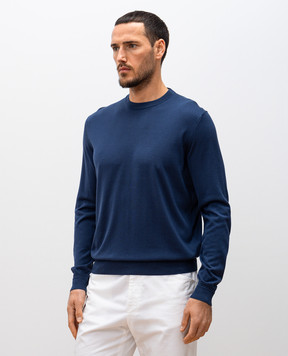 Stefano Ricci Синій джемпер із шовку з монограмою логотипа K616215G01F25101