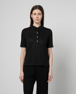Allude Черное поло из льна 24282001