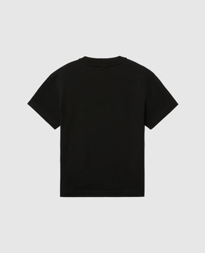 Off-White Дитяча чорна футболка з контрастним принтом логотипа OBAA002S25JER001