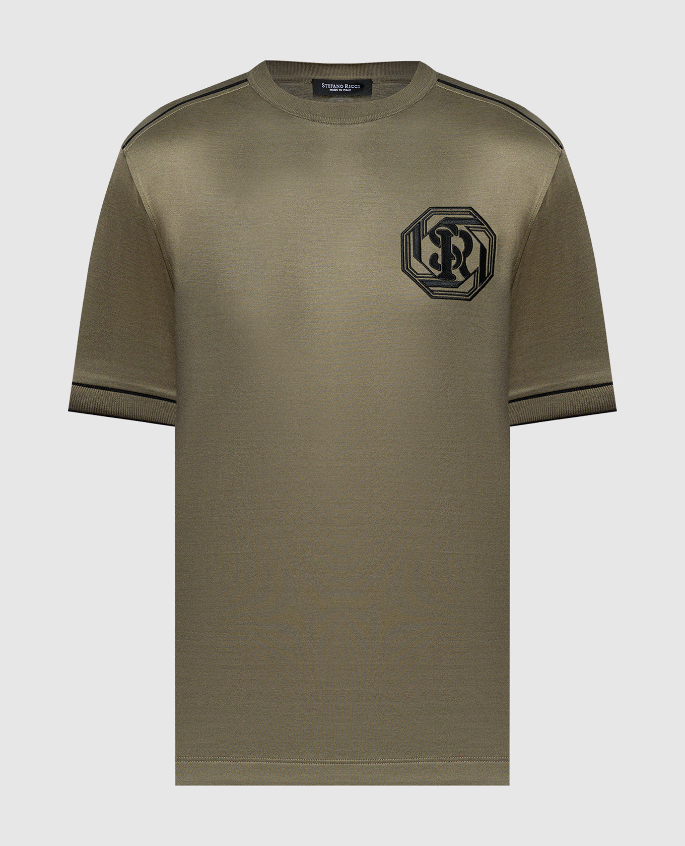Green t-shirt with logo monogram embroidery