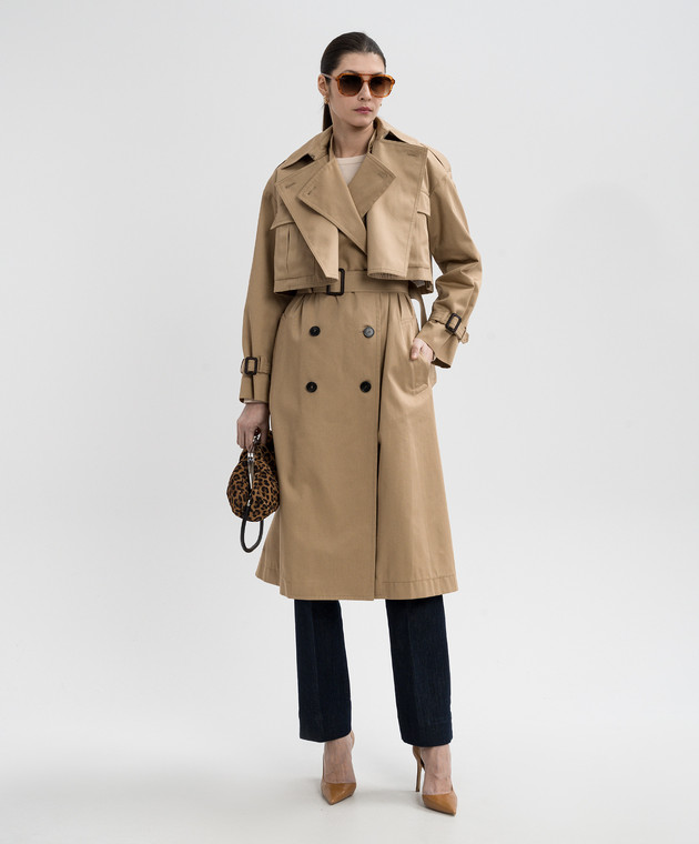 マリ Max Mara Weekend - Бежевый двубортный тренч-трансформер VIVETTA