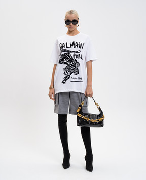 Balmain Біла футболка з принтом FF0EH005GF20