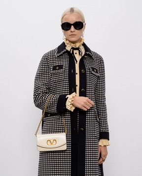 Valentino Бежевий шкіряний клатч Vain з емблемою 7W2B0R71GCB