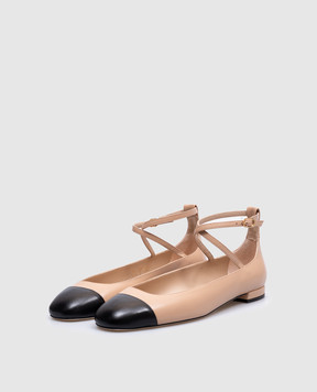 Stuart Weitzman Бежевые кожаные балетки EDEN STRAP SJ720