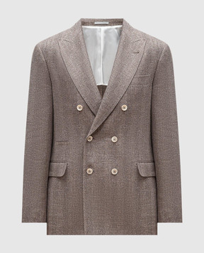 Brunello Cucinelli Коричневий двобортний блейзер MR4757BPD