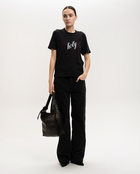 Ann Demeulemeester Черная футболка с принтом Holy B0012545FA206