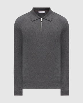Brunello Cucinelli Сірий светр з кашеміру в рубчик M2229525
