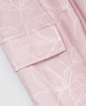 Brunello Cucinelli Детские розовые брюки-карго в цветочный принт с цепочкой мониль BL934P208C