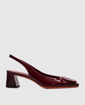 Santoni Бордовые кожаные лакированные слингбеки WDMN70342HI2TVAA