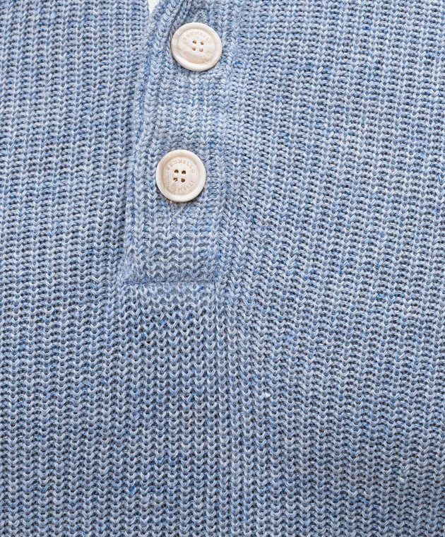 Brunello Cucinelli Блакитне меланжеве поло з льоном M2L707705 зображення 5