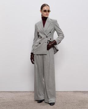 Brunello Cucinelli Серые брюки из шерсти и кашемира MB162P9050