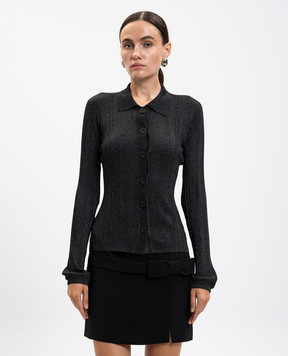 Twinset Чорний кардиган в рубчик з люрексом 252AP3022