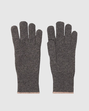 Brunello Cucinelli Серые перчатки из кашемира с окантованием M2293118