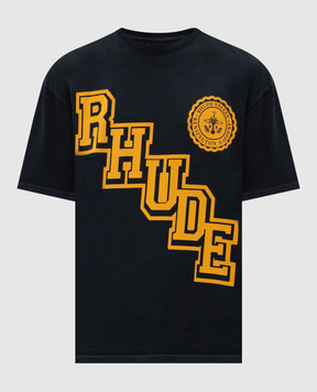Rhude Черная футболка с контрастным принтом логотипа RHPF25TT05012