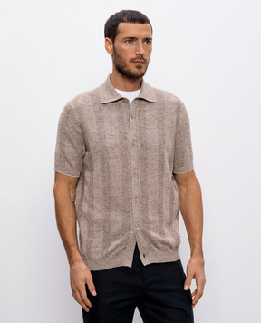 Brunello Cucinelli Бежевая рубашка с льном M2L707805