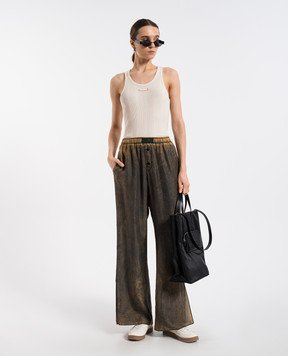 Maison Margiela MM6 Жовті штани із шовку з ефектом потертості S52KA0523M35244