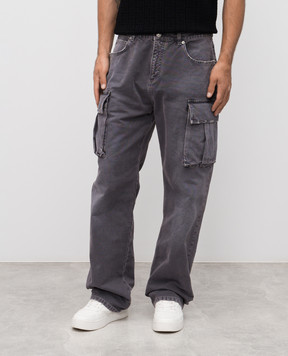 Balmain Сірі джинси карго з логотипом FH1ML136DF77