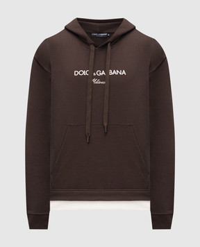 Dolce&Gabbana Коричневе худі з вишивкою логотипа G9BOTZHU7O6