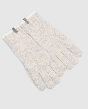 Brunello Cucinelli Бежевые перчатки из шерсти с цепочкой мониль MHM506779