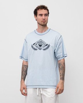 Dolce&Gabbana Голубая футболка с фактурным логотипом G8PN9TG7PEC
