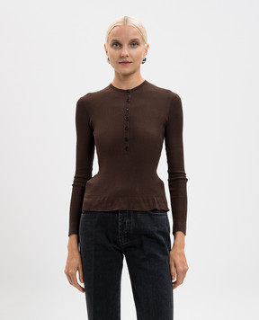 Magda Butrym Коричневий джемпер із шовку в рубчик KNITWEAR20SWEATE318725