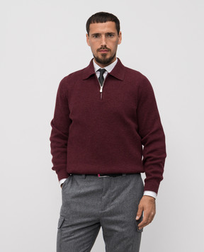 Brunello Cucinelli Бордовий светр з кашеміру в рубчик M2229525