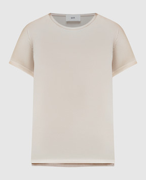 Solotre Бежевая футболка из шелка M1B0136