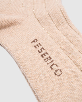 Peserico Коричневые носки с шерстью и кашемиром с люрексом. S41055C0CC286