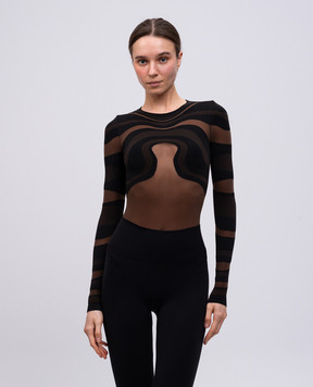 Wolford Коричневе боді з візерунком 
Venus String 77117