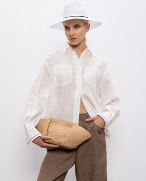 Brunello Cucinelli Бежевая плетеная сумка Pouch Marina из рафии MB39D2697