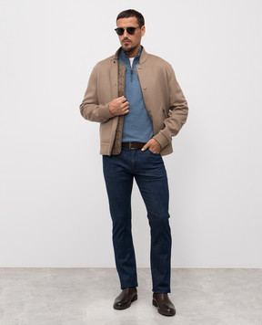 Canali Голубой джемпер из мериноса шерсти в узор MK02359C0015