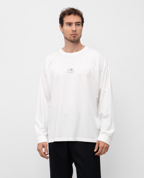 Maison Margiela MM6 Белый лонгслив с нашивкой логотипа SH0GC0034S24312