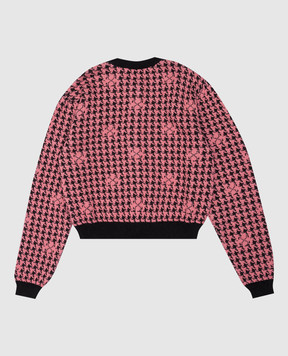 Off-White Детский розовый кардиган с шерстью в узор. OGHB004F24KNI001