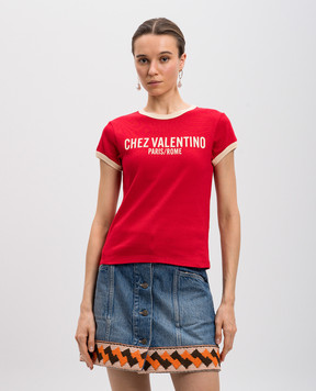 Valentino Червона футболка з принтом Chez Valentino 6B3MG24D970