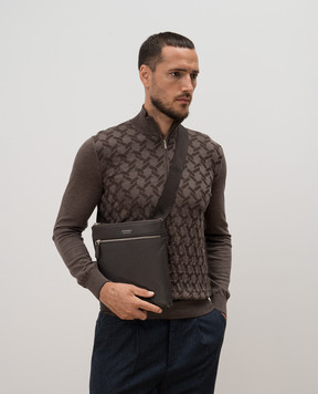 Canali Коричневая кожаная сумка-планшет с логотипом NA00134P226101