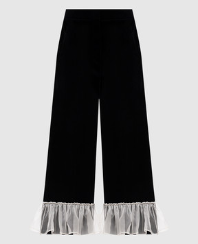 Valentino Черные бархатные брюки с рюшами. 6B3RB658905