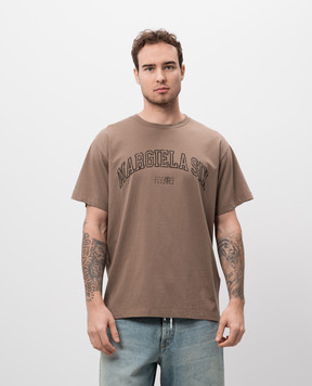 Maison Margiela MM6 Коричнева футболка з принтом логотипа SH0GC0046S24312