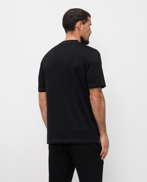 Brunello Cucinelli Чорна футболка з вишивкою емблеми M0B131328G