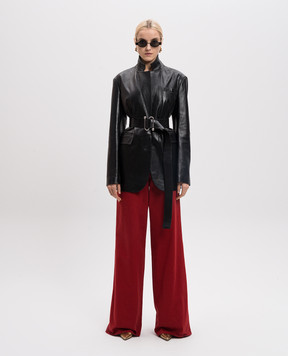 Max Mara Sportmax Черный кожаный жакет TEORIA TEORIA