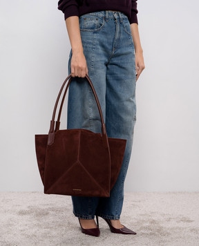 Victoria Beckham Коричнева замшева сумка-тоут Victoria з логотипом B325AAC006914A