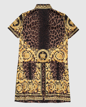 Versace Дитяча коричнева сукня Wild Barocco з плісе 10172031A12582