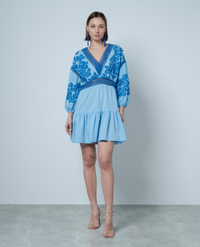 Ermanno Scervino Блакитна сукня з льоном з мереживом D444Q303LZS