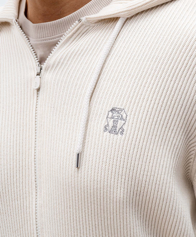 Brunello Cucinelli Бежева спортивна куртка в рубчик з вишивкою емблеми M29200416G зображення 5