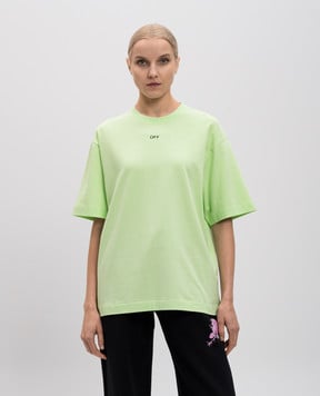Off-White Зелена футболка з логотипом OMAA120S25JER00L