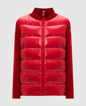 Moncler Красная комбинированная куртка с шерстью с логотипом J20939B00013M1131