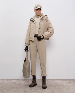 Brunello Cucinelli Коричневый лонгслив с цепочкой мониль MPT18B0107