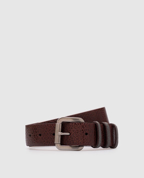 Brunello Cucinelli Бордовий шкіряний ремінь з ланцюжком моніль M0JUMC33UP