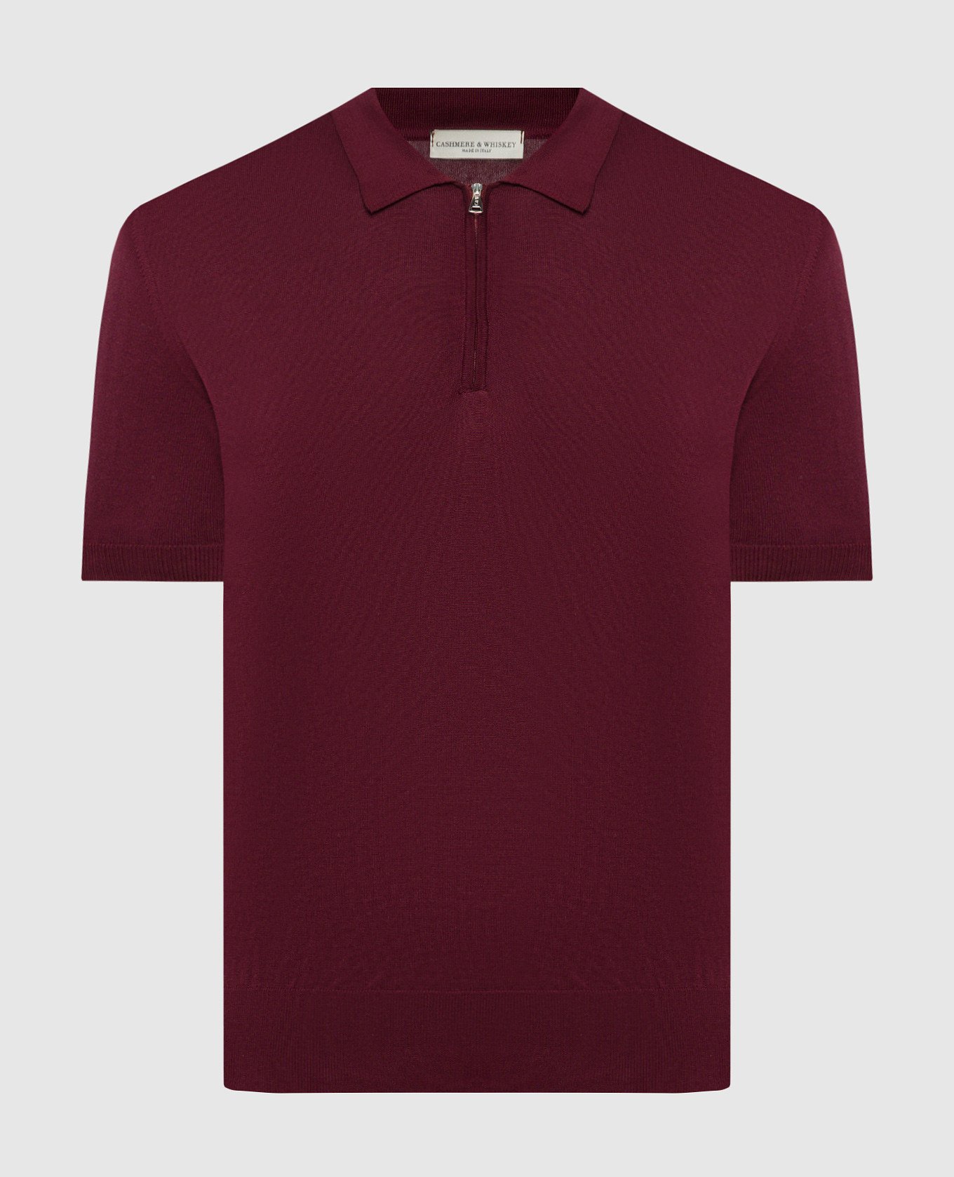 Burgundy polo shirt with silk and cashmere