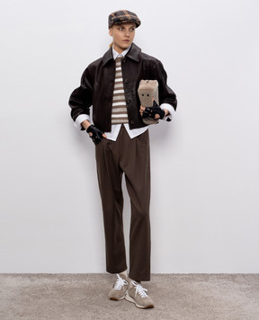 Brunello Cucinelli Коричневий джемпер в смужку M19251500P